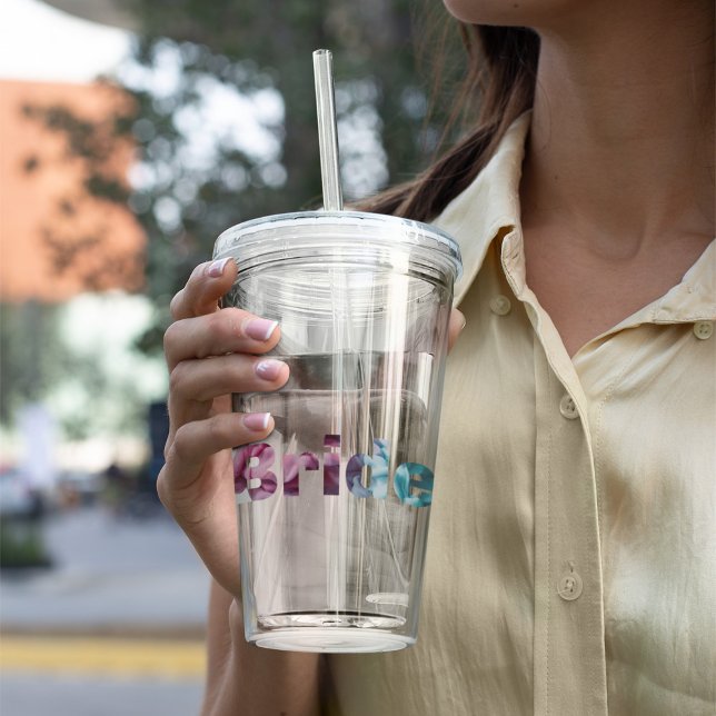 Pink and Teal Textured Bride Acrylic Tumbler (Creator Uploaded)
