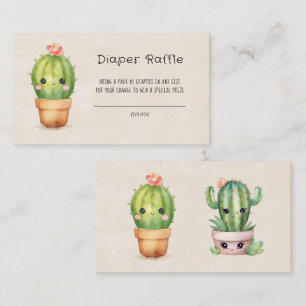 Pink and Teal Turtle Bubbles Diaper Raffle Business Card