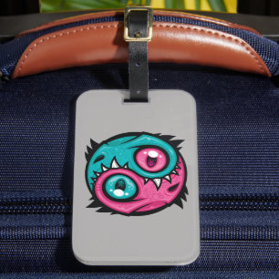 Pink and Teal Yin Yang Dragons Luggage Tag