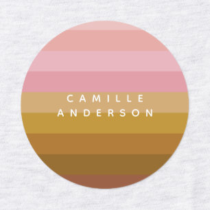 Pink and Terracotta Boho Geometric Stripes Name  