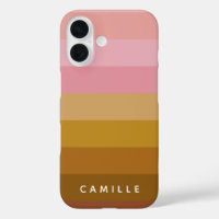 Pink and Terracotta Boho Geometric Stripes Name