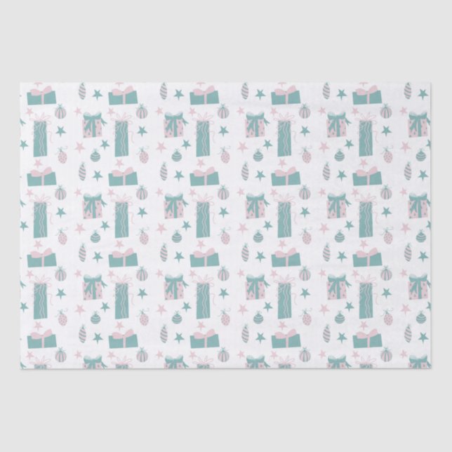 Pink and Turquoise Christmas Collection Tissue Paper (Front)