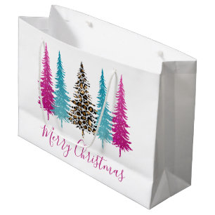 Pink and Turquoise Glam Christmas Large Gift Bag