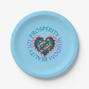 Pink and Turquoise Koi Paper Plate