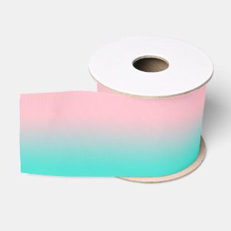 Pink and Turquoise Ombre Grosgrain Ribbon