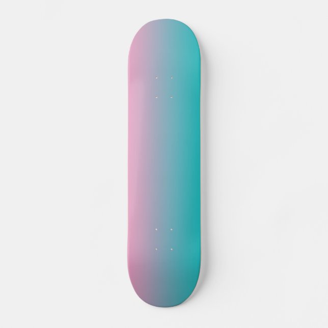 Pink And Turquoise Ombre Skateboard (Front)