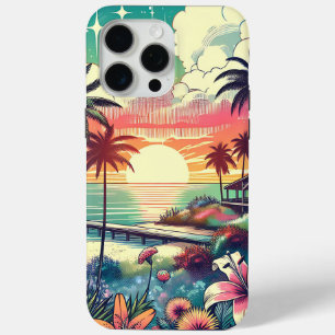 Pink and Turquoise Paradise   Beach Art iPhone 15 Pro Max Case