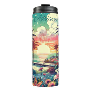 Pink and Turquoise Paradise   Beach Art Thermal Tumbler