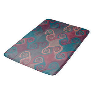 Pink and Turquoise Swirl abstract Bath Mat