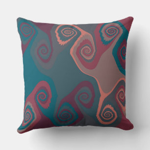 Pink and Turquoise Swirl abstract Cushion