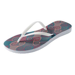 Pink and Turquoise Swirl abstract Flip Flops