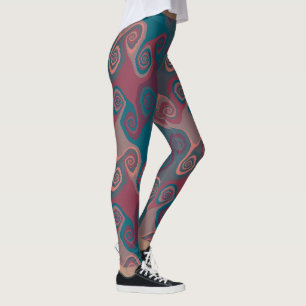 Pink and Turquoise Swirl abstract Leggings