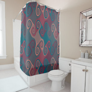 Pink and Turquoise Swirl abstract Shower Curtain