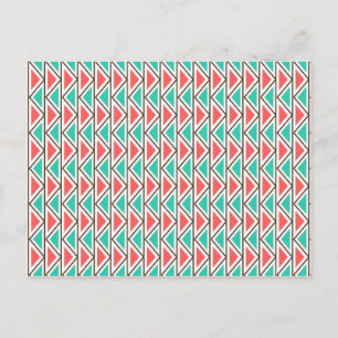 Pink and Turquoise Triangle Aztec Tribal Pattern Postcard