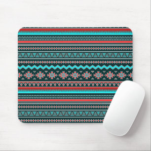 Pink and turquoise tribal mouse mat