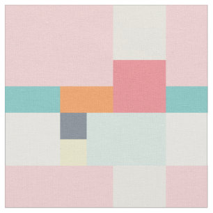 pink and turquoise vintage square pattern fabric