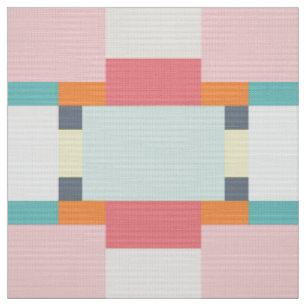 pink and turquoise vintage square pattern fabric