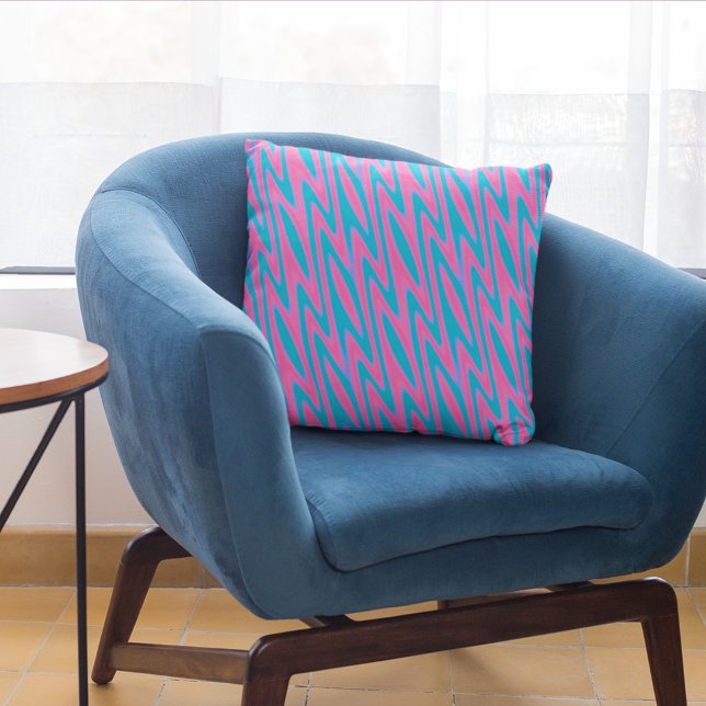Pink and Turquoise Zig-Zag Pattern Cushion (Creator Uploaded)