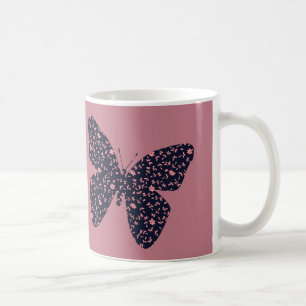 Pink and Violet Floral Butterfly Coffee Mug
