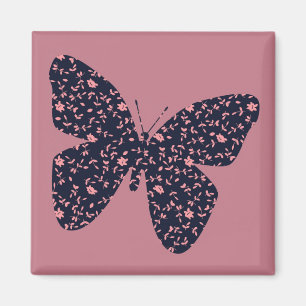 Pink and Violet Floral Butterfly Magnet