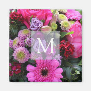Pink and Violet Flowers Personalised Magnet