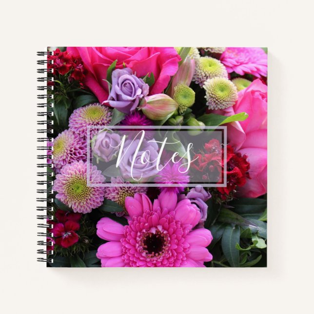 Pink and Violet Flowers Photo Notebook (Front)