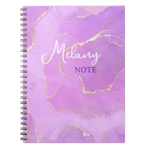 Pink and violet with name notebook