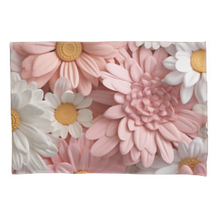Pink and white 3D daisy flower Pillowcase