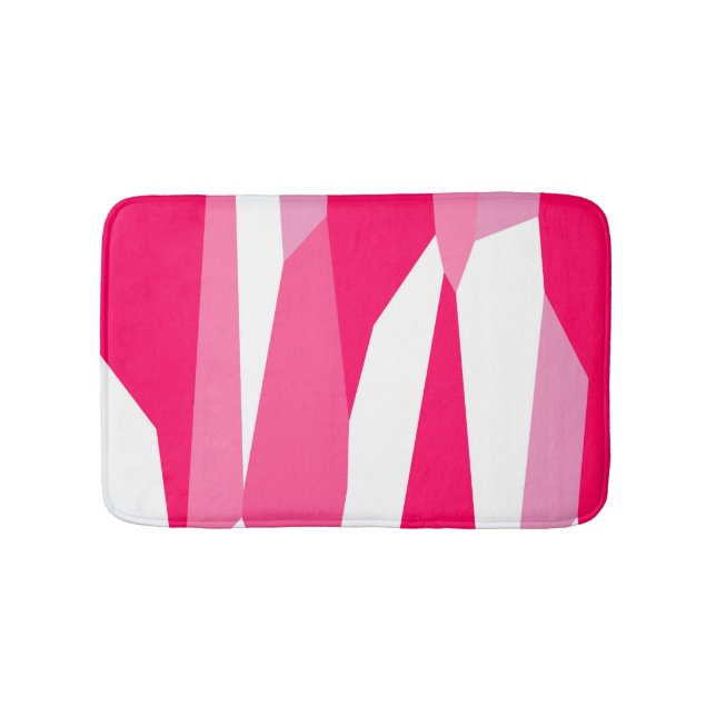 Pink and White Abstract Bath Mat (Front)