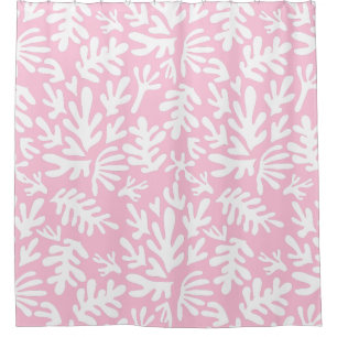 Pink and white abstract boho Modern Pattern Shower Curtain