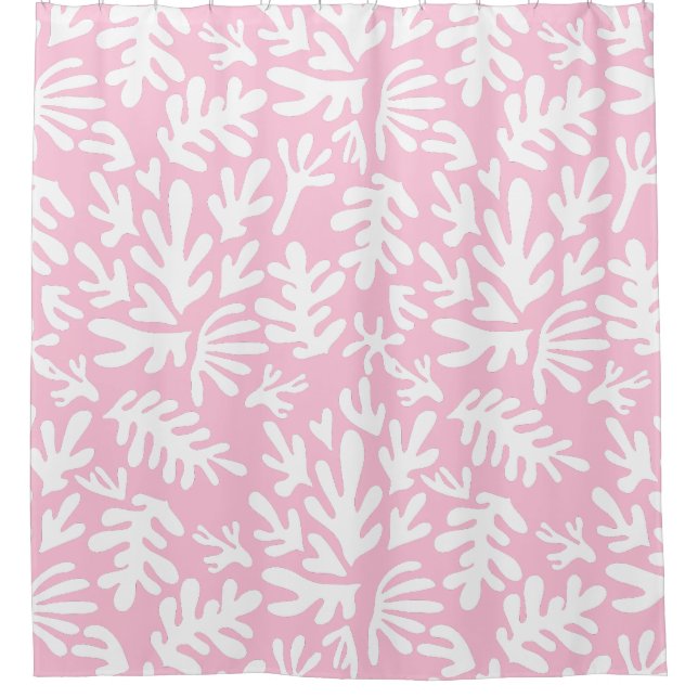 Pink and white abstract boho Modern Pattern Shower Curtain (Front)