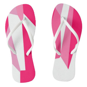 pink and white abstract  flip flops
