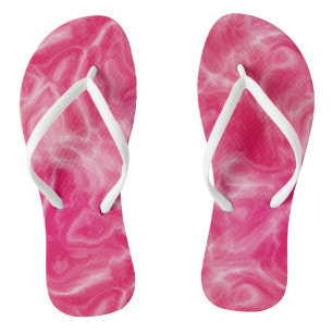 pink and white Abstract Flip Flops