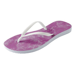 pink and white Abstract Flip Flops