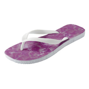 pink and white Abstract Flip Flops