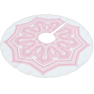 Pink and White Abstract Modern Mandala Brushed Polyester Tree Skirt