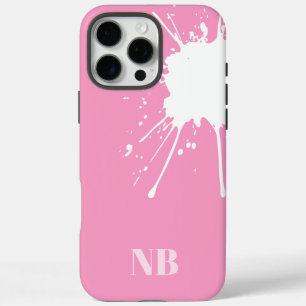 pink and white abstract monogram name initials  iPhone 16 pro max case