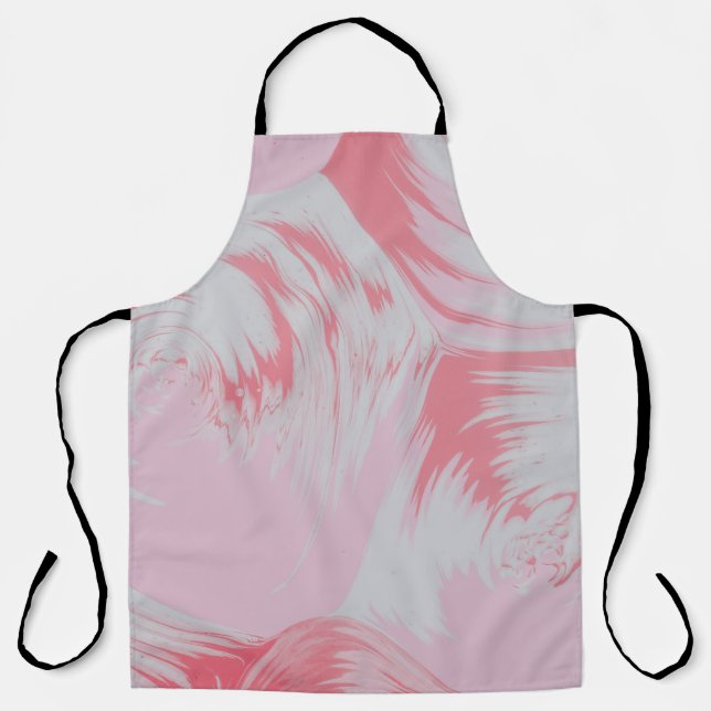 Pink and white abstract painting apron (Front)