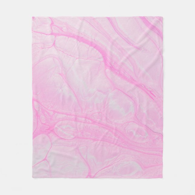 Pink and white abstract painting fleece blanket (Front)