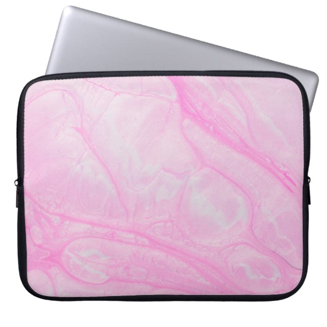 Pink and white abstract painting laptop sleeve (Front)