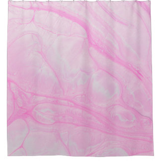 Pink and white abstract painting shower curtain