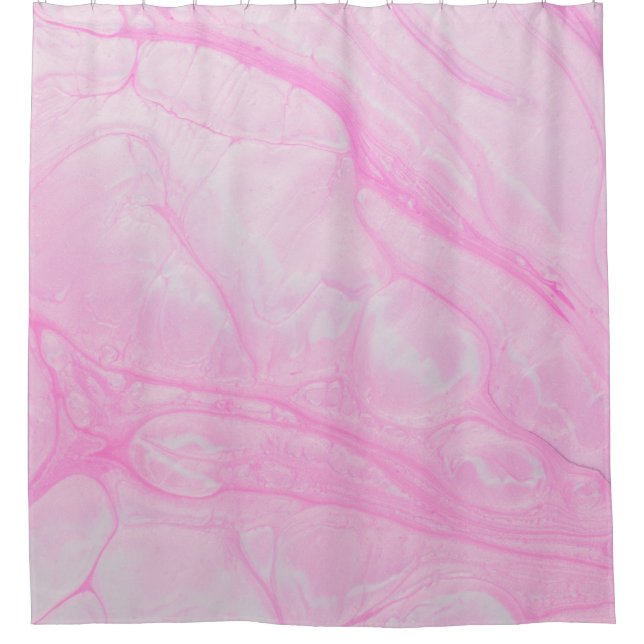 Pink and white abstract painting shower curtain (Front)