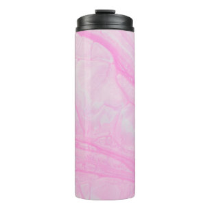 Pink and white abstract painting thermal tumbler