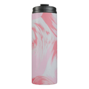 PINK AND WHITE ABSTRACT PAINTING THERMAL TUMBLER
