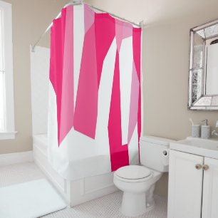 Pink and White Abstract Shower Curtain
