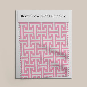Pink and White // Any Colour Preppy Greek Pattern Fabric