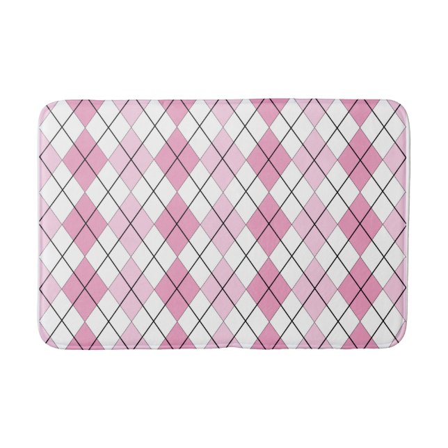 Pink and White Argyle Bathmat (Front)