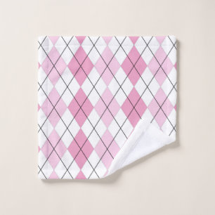 Pink and White Argyle Wash Cloth