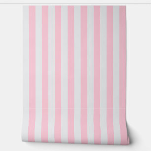 Pink and white awning stripe wallpaper