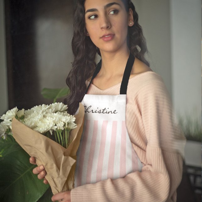 Pink and White Awning Stripes with Name Apron (Creator Uploaded)